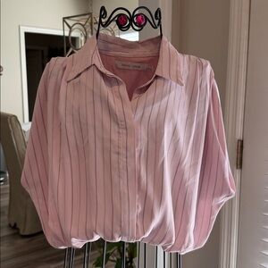 bishop + young Pink Striped Blouse